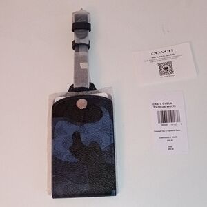 Coach Camouflage Luggage Tag in Blue and Black
